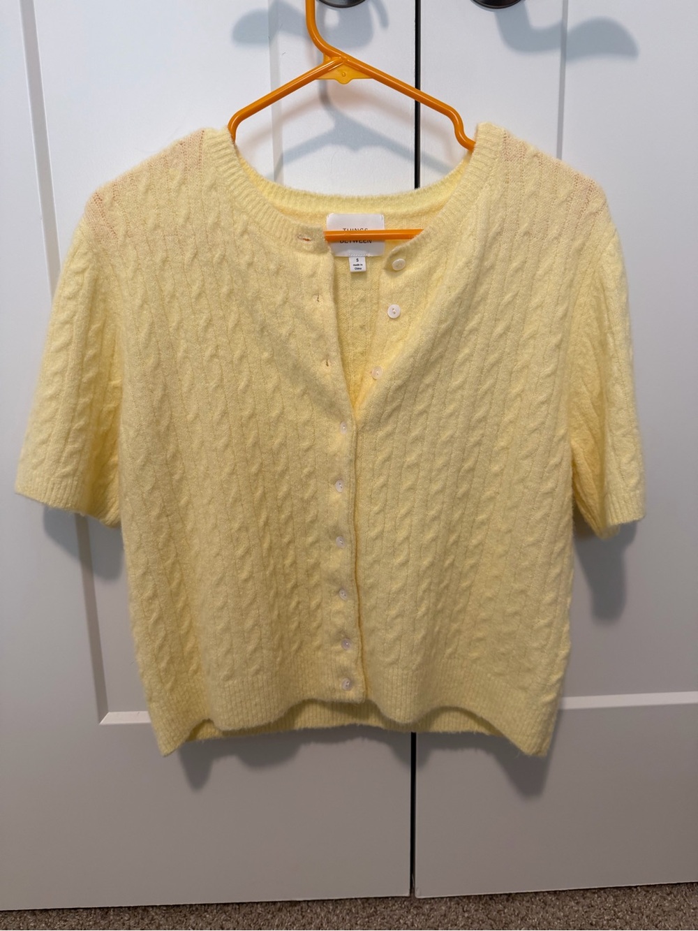 Yellow short sleeve cardigan